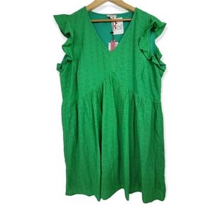 NWT Andree by Unit Flutter Sleeve Eyelet Dress